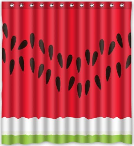 66"(w) x 72"(h) Fruit Pattern - Watermelon Theme Print 100% Polyester Bathroom Shower Curtain Shower Rings Included