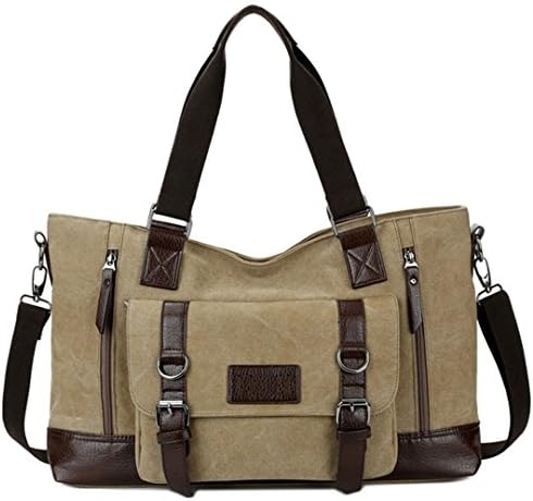 S-cool shop High Capacity Weekend Bag for Outing or Traveling High Quality Durable Handbag Men's Valise Sling Messenger Bag (khaki)