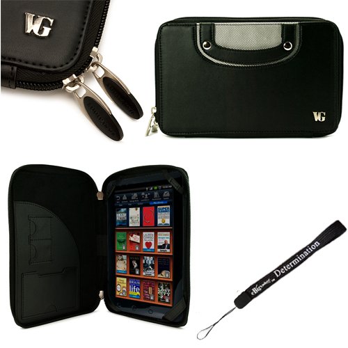 Black Slim and Durable Professional Portfolio Cover Protective Carrying Case with handles and memory card slots for Pandigital Novel 7