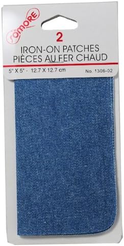 2 Iron On Patches Light Blue Denim Jean Repair #1306-02
