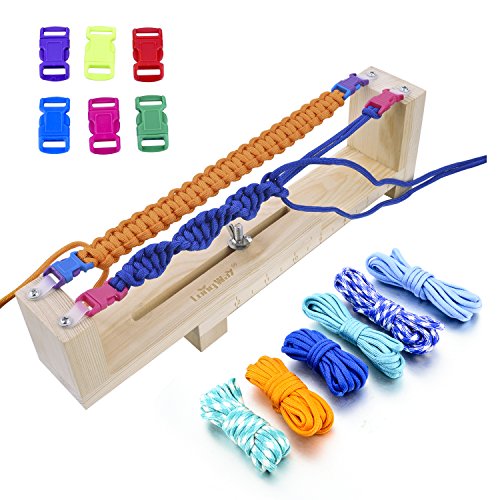 Long Way Â® Jig Bracelet Maker with Parachute Cord, Wristband Maker - 6 parachute cords and 6 quick release buckles - Paracord Braiding Weaving DIY Craft Tool Kit - Heavy Duty Buckles