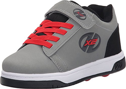 Dual Up X2 Solid Sneaker, Grey/black/Red, 4 M US Little Kid