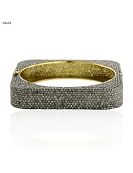 Diamond Pave Square Shape Bangle Bracelet 18kt Gold Designer Jewelry