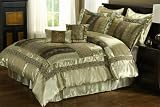 8 Pc. Luxury Patchwork Comforter Set w/ Matching Decorative Pillows Sage Green
