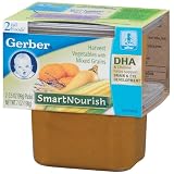Gerber 2nd Foods Autumn Vegetables with Mixed Grains (with DHA), 2-Count 3.5-Ounce Packages (Pack of 8)