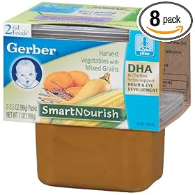 Gerber 2nd Foods Autumn Vegetables with Mixed Grains (with DHA), 2-Count 3.5-Ounce Packages (Pack of 8)