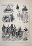 1884 DUTCH FOLK PEASANTS MILK MARKET RAMBLING SKETCHES