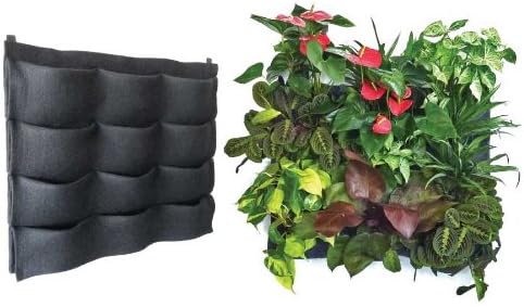 Florafelt Vertical Garden Planter 12-pocket - 32 in X 24in (Includes Felt Wraps for Mess-free Gardening, Hand Water or Use Included Drip Line, for Outdoor or Water-safe Areas, Stack to Create Any Size Living Wall)