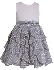 Girls Dots Print Chiffon/Polyester/Satin   Dress With a Bow(s) and a Sash 