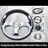 Racing Steering Wheel 330mm Silver/Black Universal NEW