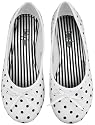 Daisy Jane Women's Ballet Flat White / Black Polka Dots Shoes with Bow Accent