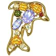 Diving Gold Plated Dolphin Animal Brooches Pin