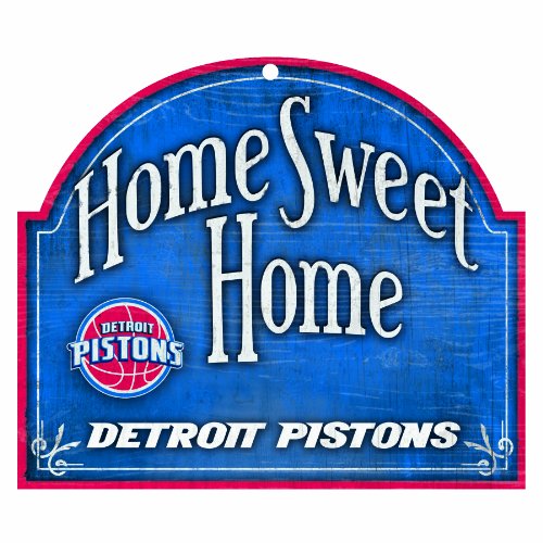 NBA Detroit Pistons 11-by-9 Wood Home Sweet Home Sign