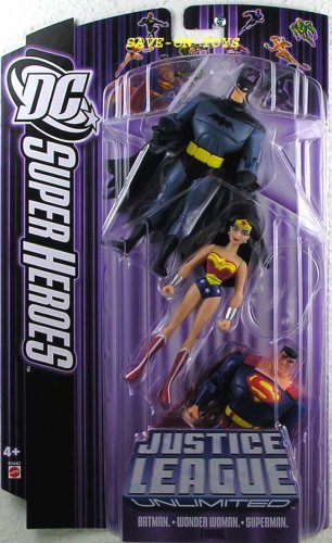 Childrens Toyshop  Toys : Justice League Unlimited Batman Superman and Wonder Woman (Purple Card) Action Figure Multi-Pack