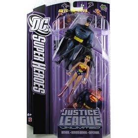 Justice League Unlimited Batman Superman and Wonder Woman (Purple Card) Action Figure Multi-Pack