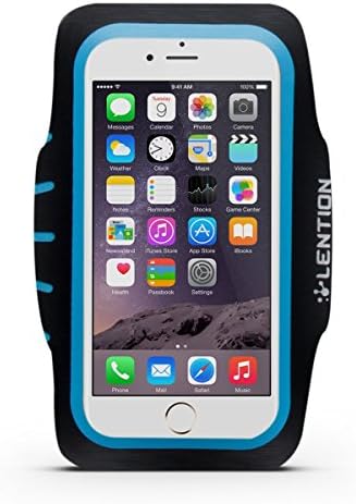 B5M iPhone 6 /6s, Samsung Note 5/4, SPORTS armband - Great for Running, Cycling, Workouts or any Fitness Activity , Sweat Proof - Build in Key + Id + Credit Cards & Money Holder (BLACK-BLUE)