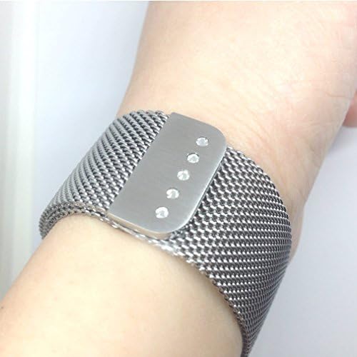 Apple Watch Band, with Unique Diamond Design,Fully Magnetic Closure Clasp Mesh Milanese Bracelet Metal Loop Wrist Strap for Apple Watch Iwatch Sport&edition (42mm Silver)
