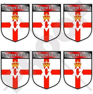 NORTHERN IRELAND Ulster Banner Shield UK 40mm (1,6") Mobile Cell Phone Vinyl Mini Stickers, Decals x6