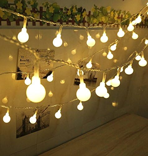 Globe String Lights,Hoowvii 33ft/10m Waterproof IP67 100 LED Ball Fairy Lights Battery Operatea LED Festive Starry Light for Garden Party Christmas Partys Wedding Home Indoor and Outdoor -Warm Color