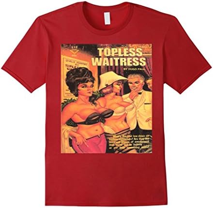Topless Waitress Gene Bilbrew Vintage Good Girl Art T-Shirt - Male Large - Cranberry