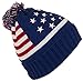 Best Winter Hats Adult American/Americana Flag Cuffed Knit Beanie W/Pom Pom (One Size)