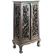 Handmade Asian Furniture - 50" Vintage Roses Storage Cabinet / End Table - Rich Dark Finish