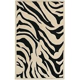 Surya Zebra 5 9 Round white Area Rug