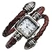 Sinceda Classic Women Watch Stylish Coffee Cable Leather Braided Around Bracelet Bangle Black Watch