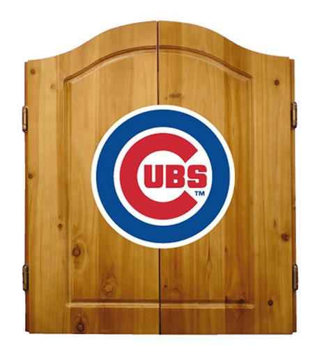 Imperial Chicago Cubs Licensed Solid Pine Cabinet and Bristle Dartboard Set