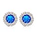Bamoer Cubic Zirconia Platinum Plated Flower Design Round Stud Earrings
