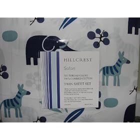 Hillcrest Fine Linens Safari Jungle Theme Sheet Set Twin Size