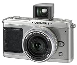 Olympus Pen E-P1 Compact System Camera (17mm Silver Pancake Lens & VF-1 External Optical View Finder Kit) - Silver