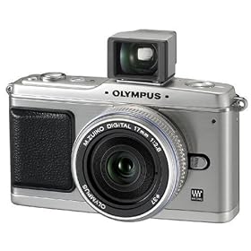 Olympus Pen E-P1 Micro Four Thirds Digital SLR Camera (17mm Silver Pancake Lens & VF-1 External Optical View Finder Kit) - Silver