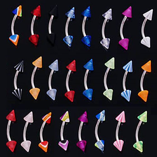 Lot of 10 Mixed UV Lot Curved Eye Brown Eyebrow Body Jewelry Piercing Bar Rings (10 Pack) - Free Shipping