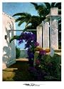 'Bougainvillea & Palm Trees' by Poch Romeu - High Quality Fine Art Print (image size 30.48 cm W x 40.64 cm H)