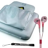 Classy Apple iPad Hard Nylon Cube Case with Pocket + Includes a 4-inch eBigValue (TM) Determination Hand Strap + Fashion Earbud Headset Headphones 3.5mm In-Ear Stereo ( Pink )
