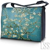 LSS 17 17.3 inch Laptop Padded Compartment Shoulder Messenger Bag Carrying Case for 16" 17" 17.3" or Smaller Size Notebook - Almond Trees