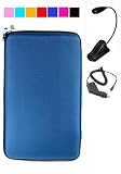 Hard Cube Carrying Case for E-Book Barnes and Nobles Nook + Black eLight + Car Charger (Blue)