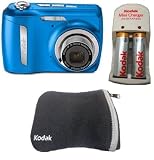 Kodak Easyshare C142 Blue w/Kodak Case, Kodak Charger & 2 rechargeable AA Batteries