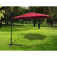 New Deluxe Burgundy 10' Offset Patio Umbrella Off Set Outdoor Market Umbrella