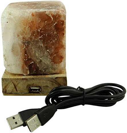 Cube Himalayan Crystal Rock Energize Salt Lamp LED USB Ionized Air Purifier