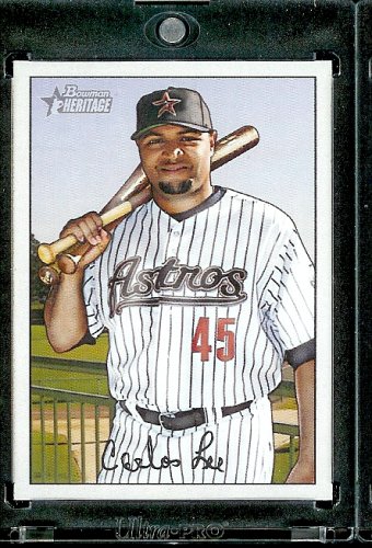 2007 Bowman Heritage # 144 Carlos Lee - Houston Astros - Baseball Card in a Protective Display Case