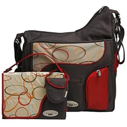 JJ Cole System Diaper Bag - Cocoa/ Red