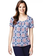7 Pleat Kaleidoscope Print Top with Stay New™