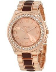 XOXO Womens XO5501 Rhinestones Accent Rosegold and Brown Bracelet Analog Watch