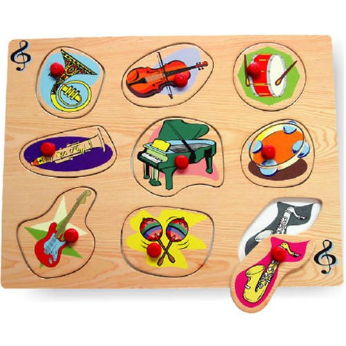 Childrens Toyshop  Toys : Musical Instruments Raised Wooden Puzzle with Pegs