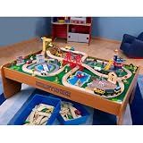KidKraft Personalized Ride Around Town Train Set with Table GREEN MARKER FONT