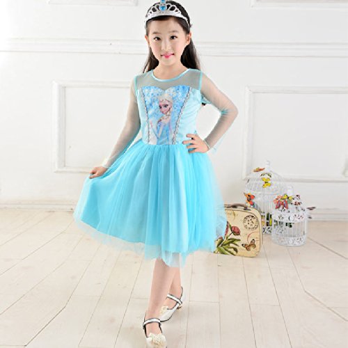 Frozen Queen Elsa Costume Cosplay Tulle Girls Dresses 2T-11T