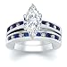 Jewelry : 2.75 CT MARQUISE DIAMOND W ROUND BLUE SAPPHIRE RING SET
