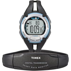 Timex Ironman Road Trainer Heart Rate Monitor Watch, Black/Silver/Blue, Mid Size